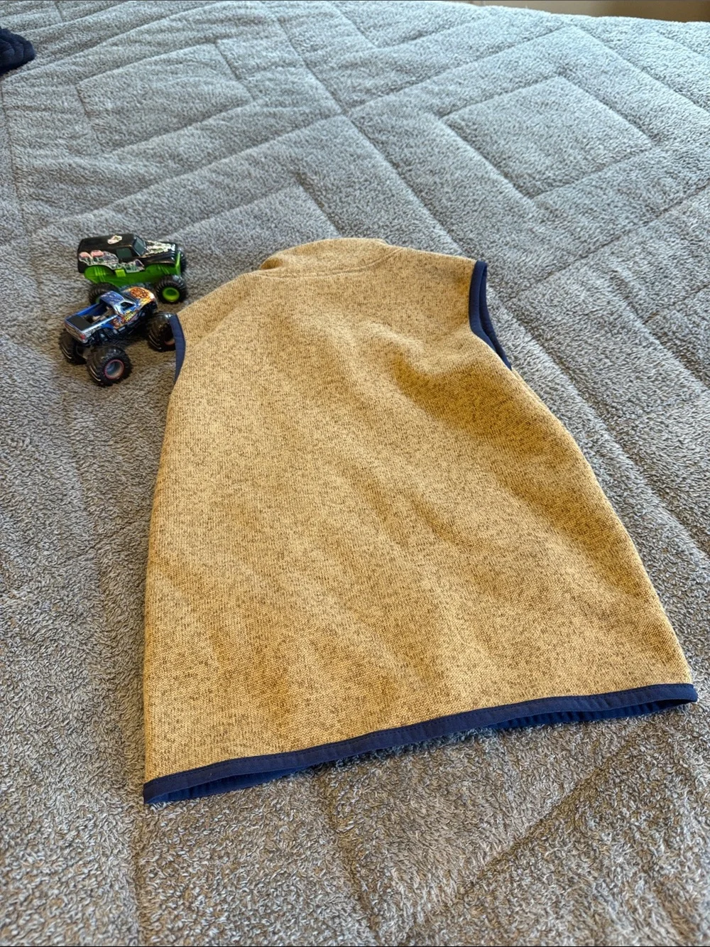 Carter's Tan Fleece Vest with Blue Trim and Pocket